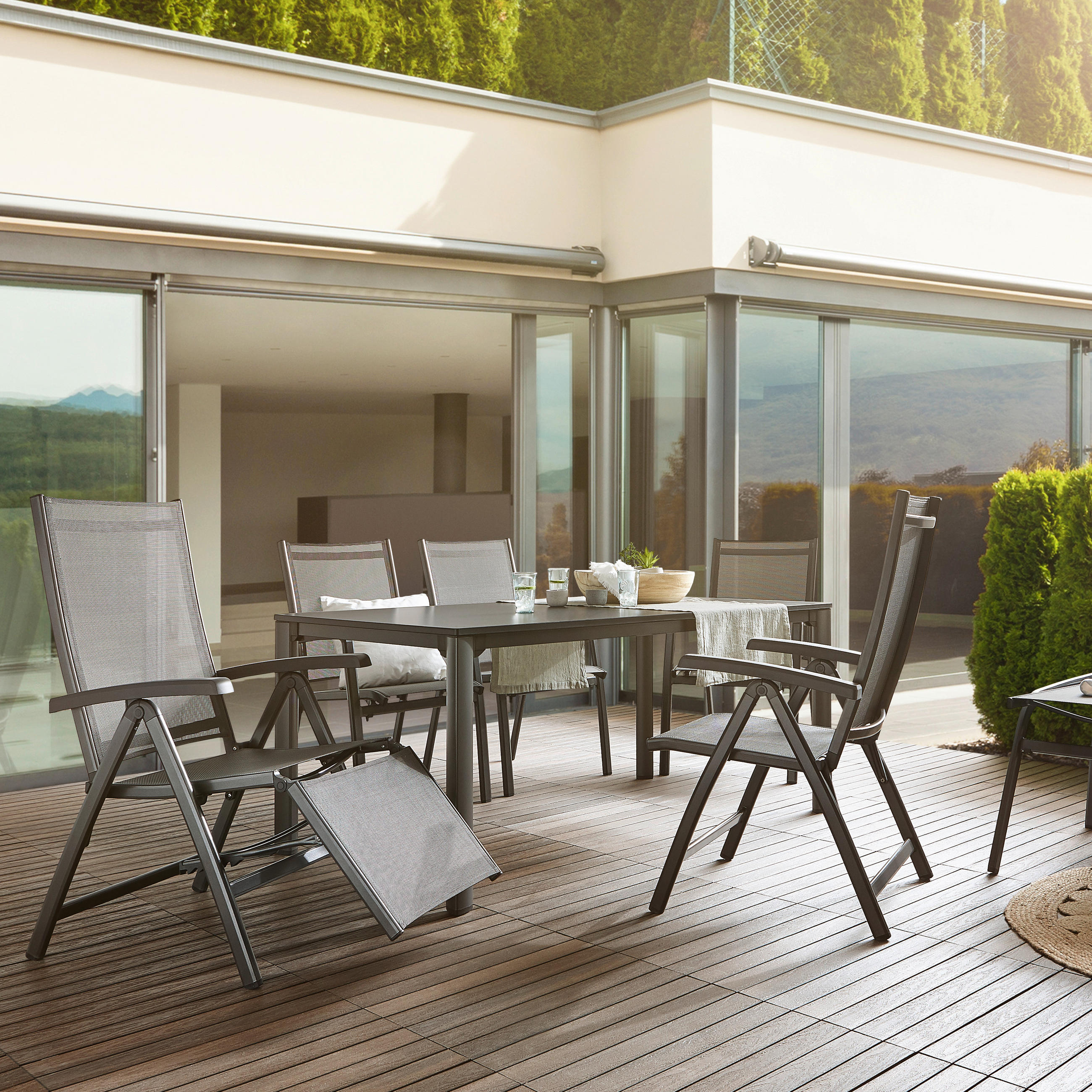 GARTENTISCH Metall Anthrazit rechteckig  - Anthrazit/Grau, Basics, Metall (165/95/74cm) - Sieger