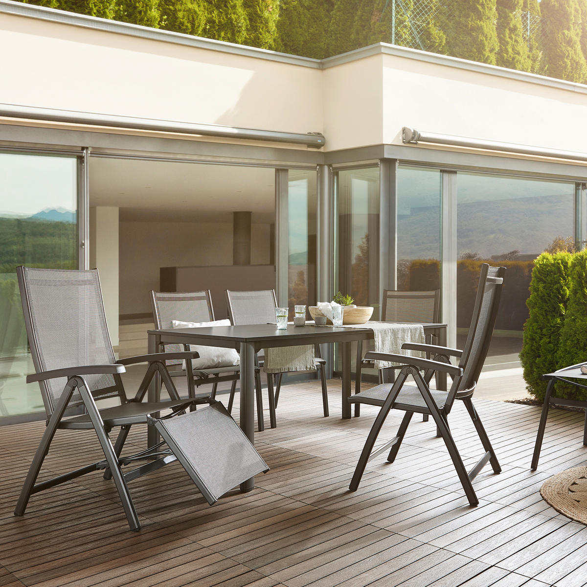 GARTENTISCH Metall Anthrazit rechteckig  - Anthrazit/Grau, Basics, Metall (165/95/74cm) - Sieger