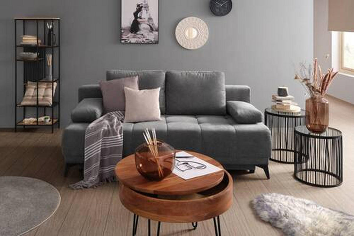 BÄDDSOFFA i flatväv mörkgrå  - mörkgrå/grå, Modern, textil (195/77/100cm) - MID.YOU