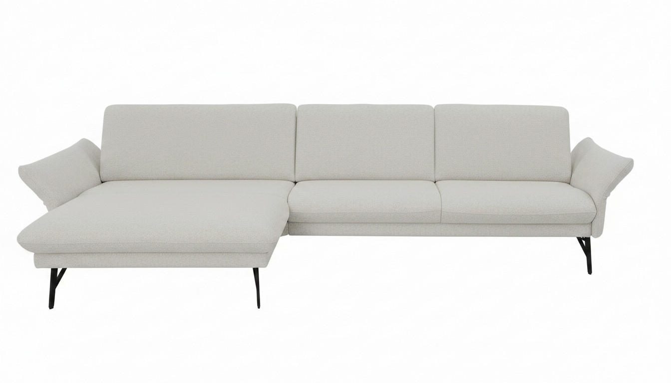 ECKSOFA Hellgrau Chenille Armteilverstellung, Sitztiefenverstellung  - Anthrazit/Hellgrau, Design, Textil/Metall (175/300cm) - Himolla