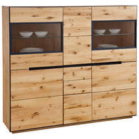 HIGHBOARD KELIO 155/136/38 cm 3 Schublade(n)  - Eichefarben/Anthrazit, Natur, Glas/Holz (155/136/38cm) - Linea Natura