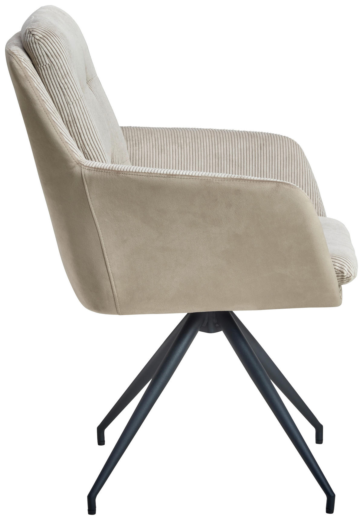 ARMLEHNSTUHL  in Eisen Webstoff, Cord, Samt  - Beige/Schwarz, LIFESTYLE, Textil/Metall (60/94/64cm) - MID.YOU