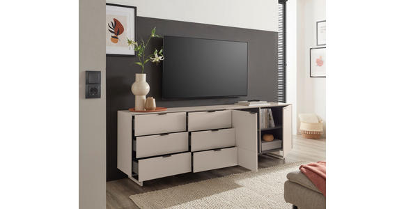 TV-ELEMENT Schwarz, Kaschmir  220/70/38 cm  - Kaschmir/Schwarz, MODERN, Holzwerkstoff/Metall (220/70/38cm) - Carryhome