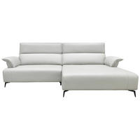 ECKSOFA Hellgrau Echtleder Rückenkissen, Armlehnenkissen, Rücken echt, Kopfteilverstellung, Sitztiefenverstellung, Fußteilverstellung  - Hellgrau/Schwarz, Design, Leder/Metall (280/75-100/112-176cm) - Celina Home