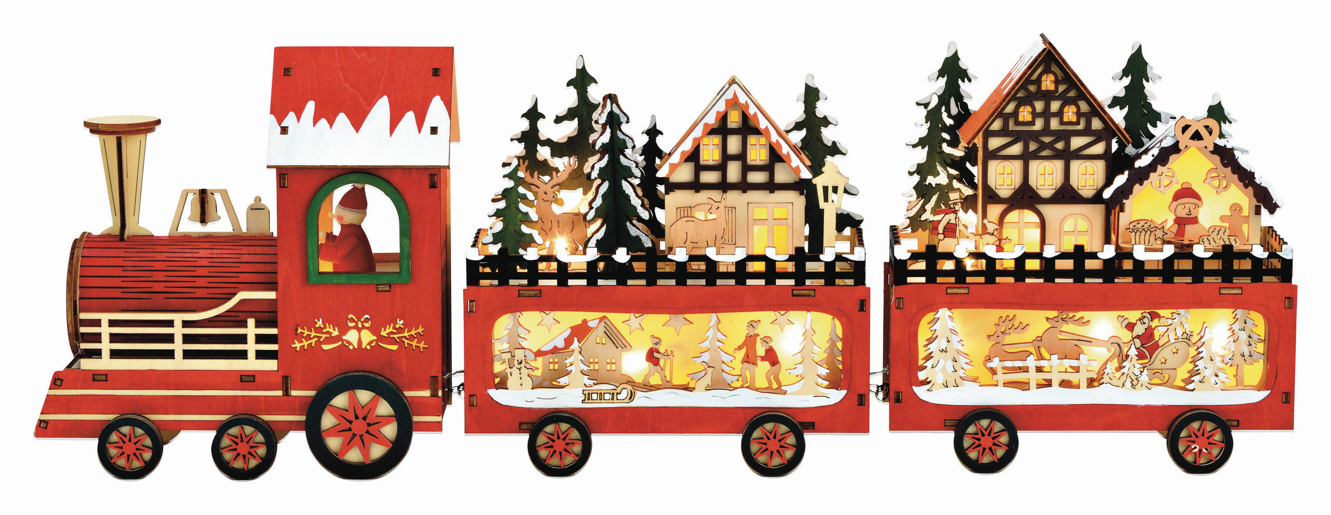 DEKOZUG  - Rot, Basics, Holz (56,0/19,0/8,0cm) - X-Mas