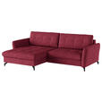 ECKSOFA in Flachgewebe, Leinenoptik Rot  - Rot/Schwarz, Design, Textil/Metall (170/242cm) - Xora