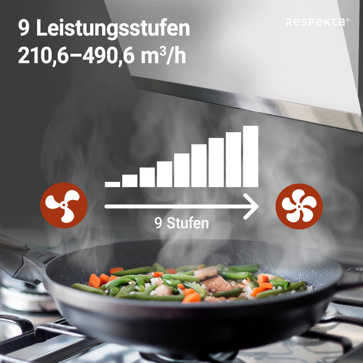 DUNSTABZUGSHAUBE CH89060W  - Weiß, Trend, Glas/Metall (59,5/74,2-109,2/38,5cm) - Respekta