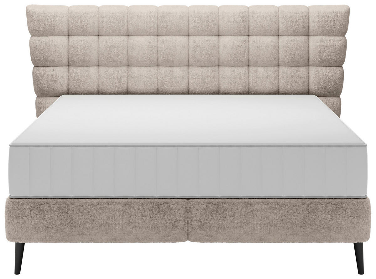 BOXSPRINGBETT 180/200 cm  in Taupe  - Taupe/Schwarz, Design, Holz/Holzwerkstoff (180/200cm) - home24