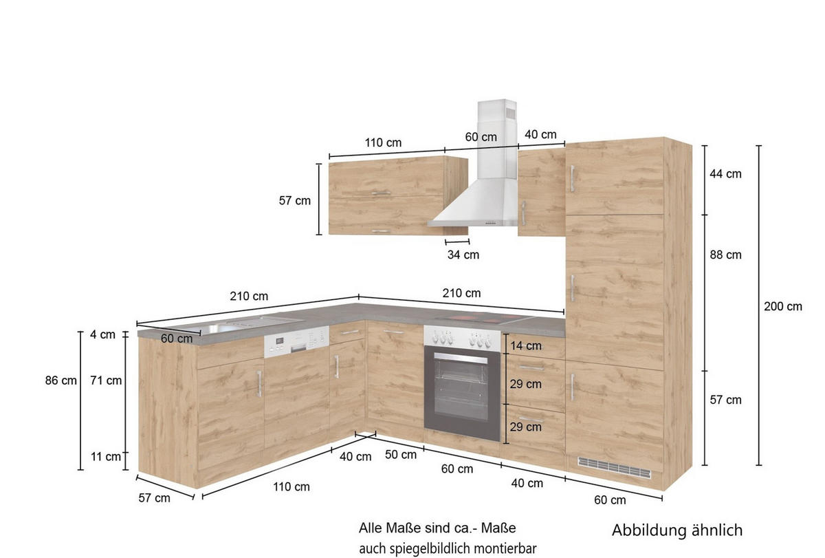 HÖRNKÖK 210/270 cm  i ekfärgad  - antracit/äppelträd färg, Modern, trämaterial (210/270cm) - Held