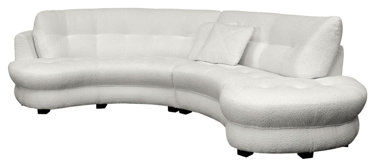 ECKSOFA in Bouclé Hellgrau  - Weiss/Hellgrau, Design, Kunststoff/Textil (300/113cm) - Livetastic