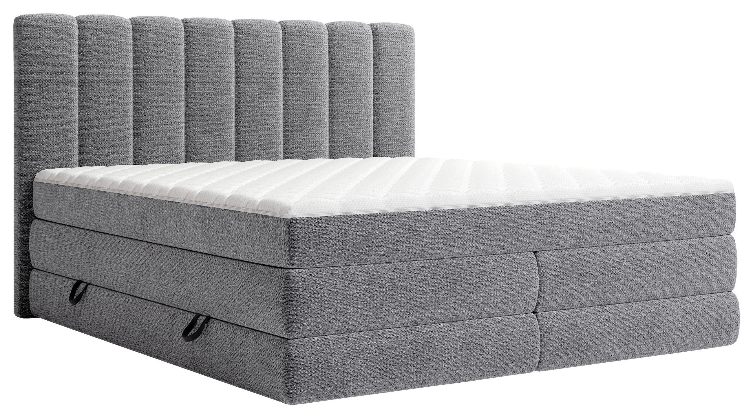 BOXSPRINGBETT 140/200 cm,  in Dunkelgrau, Bettkasten, Matratzen, H2 + H3 = mittel + fest  - Dunkelgrau/Schwarz, KONVENTIONELL, Kunststoff/Textil (140/200cm) - Carryhome