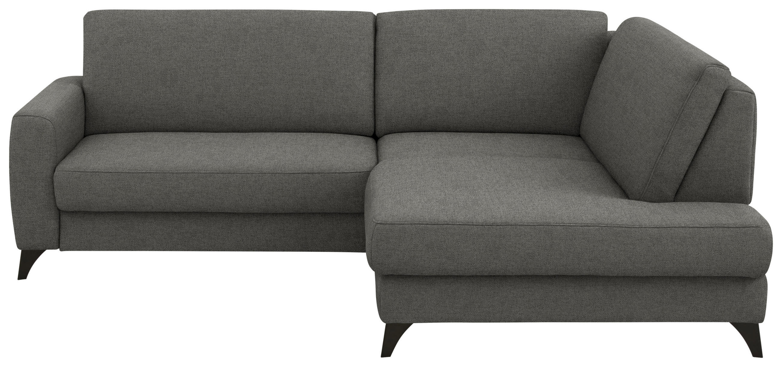 ECKSOFA 239/182 cm  in Chenille Grau Rücken echt  239/182 cm  - Schwarz/Grau, Design, Textil/Metall (239/182cm) - Beldomo Comfort
