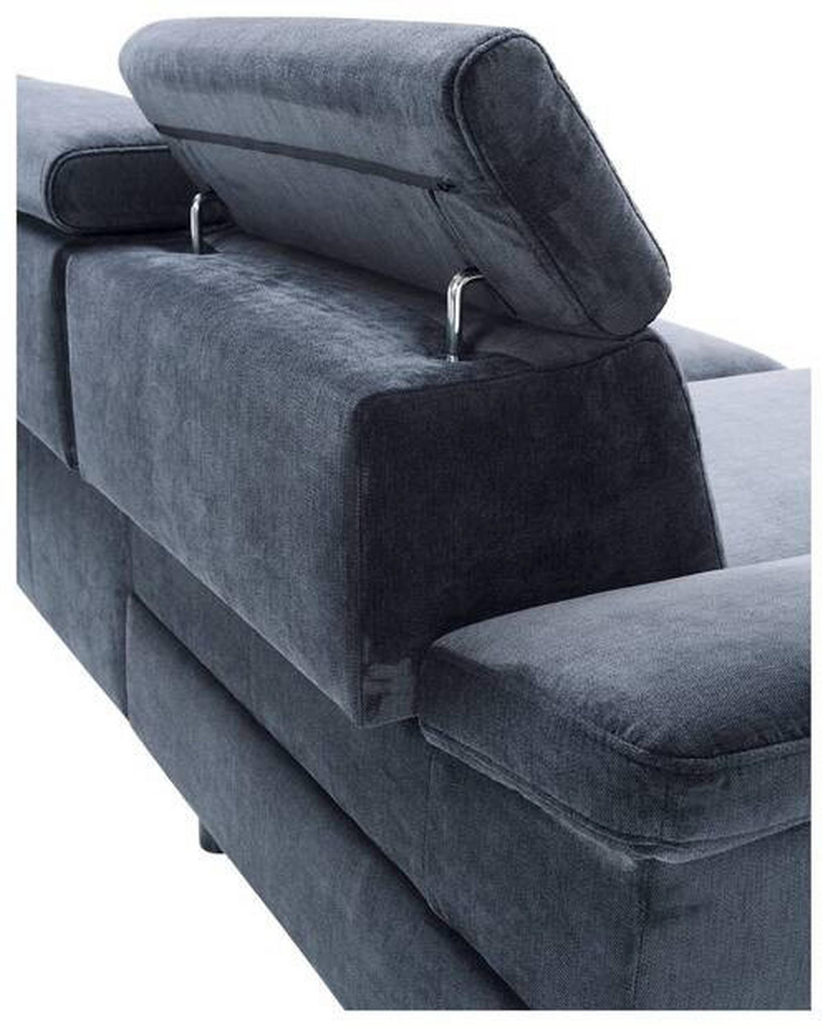 ECKSOFA in Velours Dunkelblau  - Silberfarben/Dunkelblau, Modern, Textil/Metall (182/262cm) - Trendmanufaktur