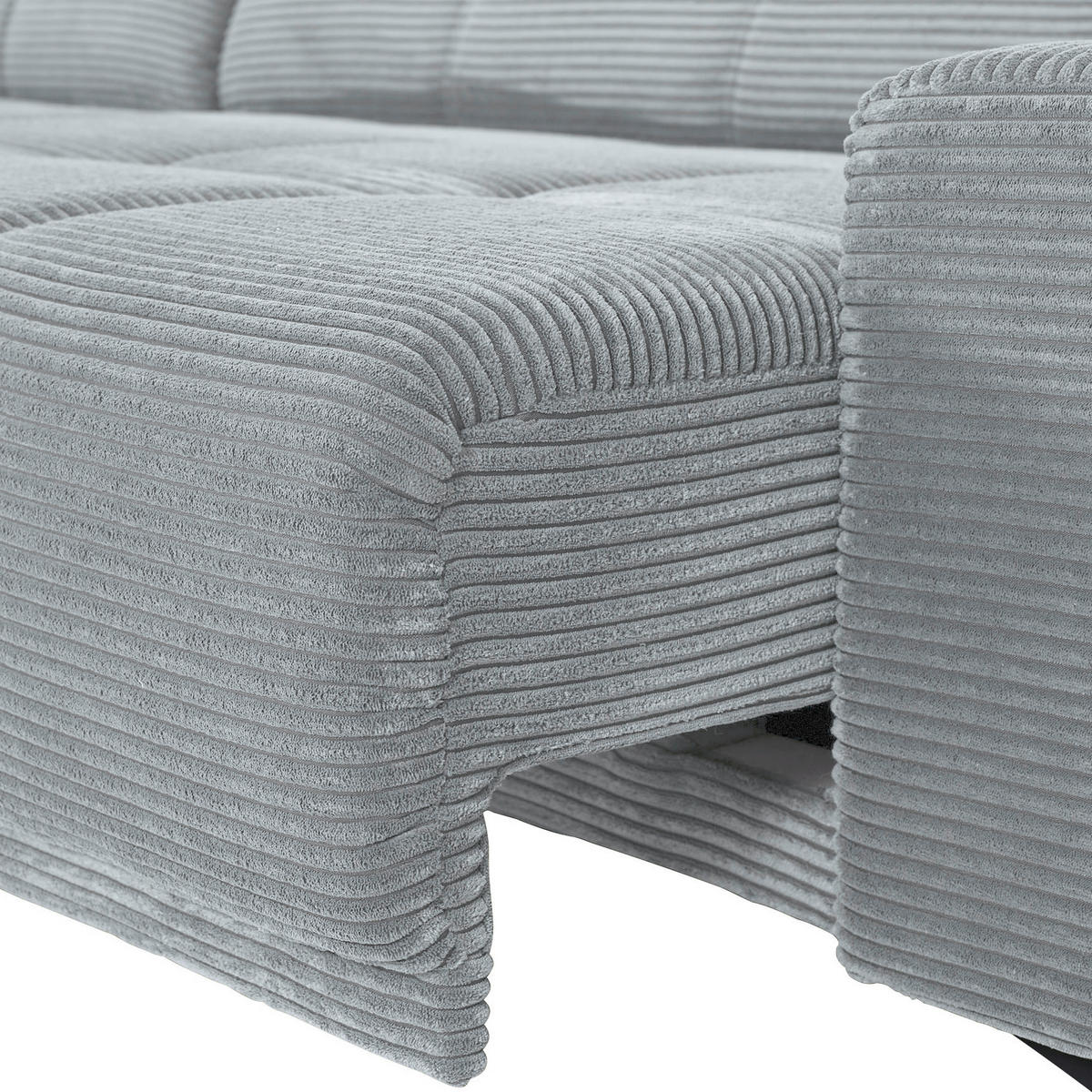 ECKSOFA in Cord Hellgrau  - Hellgrau/Schwarz, Konventionell, Textil/Metall (165/295cm) - Carryhome