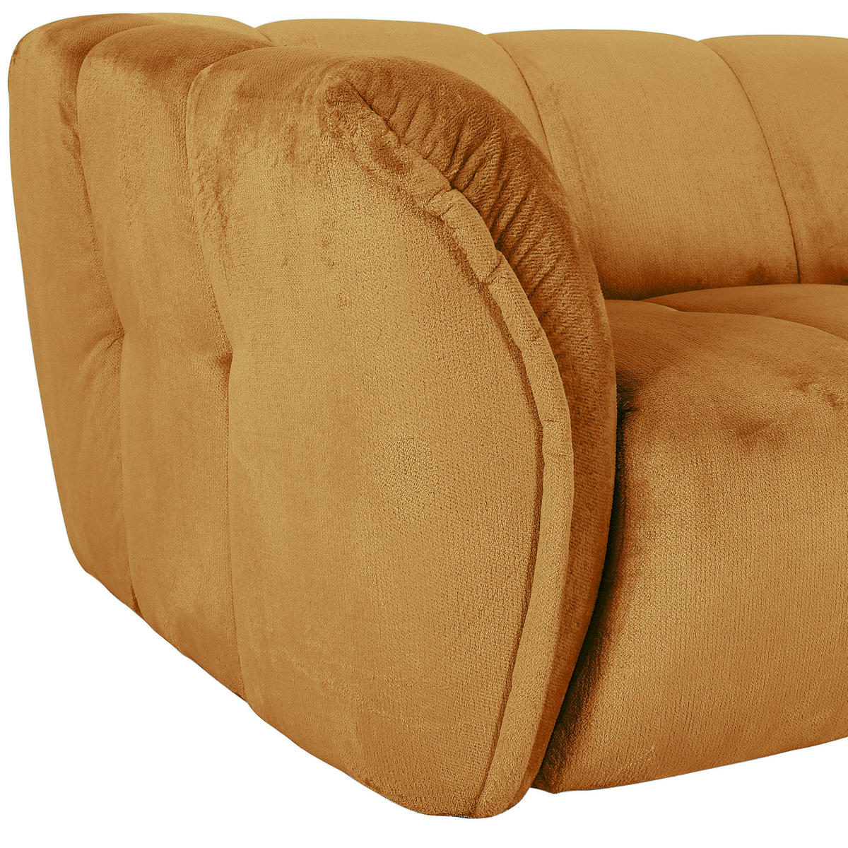 BIGSOFA Plüsch Orange  - Schwarz/Orange, Konventionell, Kunststoff/Textil (220/67/106cm) - MID.YOU