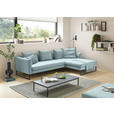 ECKSOFA  in Cord Hellblau  284/178 cm  - Schwarz/Hellblau, KONVENTIONELL, Textil/Metall (284/178cm) - Hom`in