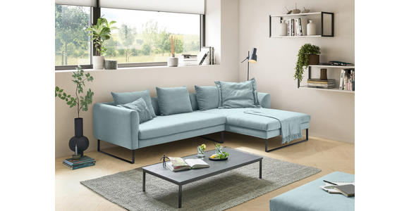 ECKSOFA  in Cord Hellblau  284/178 cm  - Schwarz/Hellblau, KONVENTIONELL, Textil/Metall (284/178cm) - Hom`in