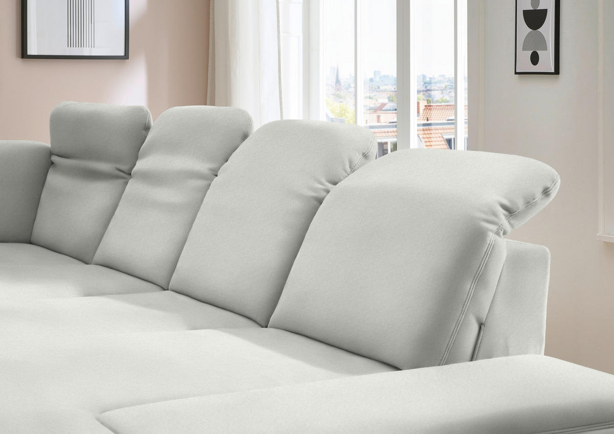 WOHNLANDSCHAFT Chenille Ecru  - Ecru/Schwarz, Design, Textil/Metall (255/364/198cm) - Beldomo Style