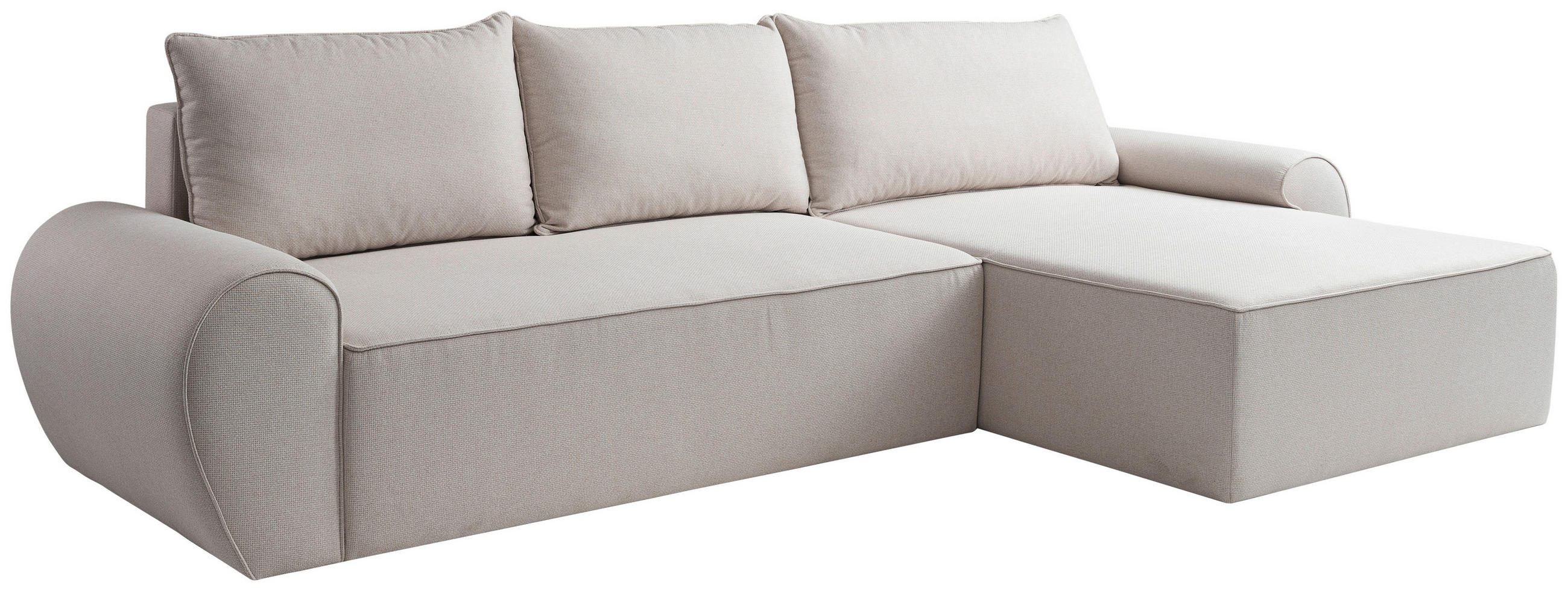 ECKSOFA Creme Flachgewebe  - Creme/Schwarz, KONVENTIONELL, Kunststoff/Textil (292/173cm) - Carryhome