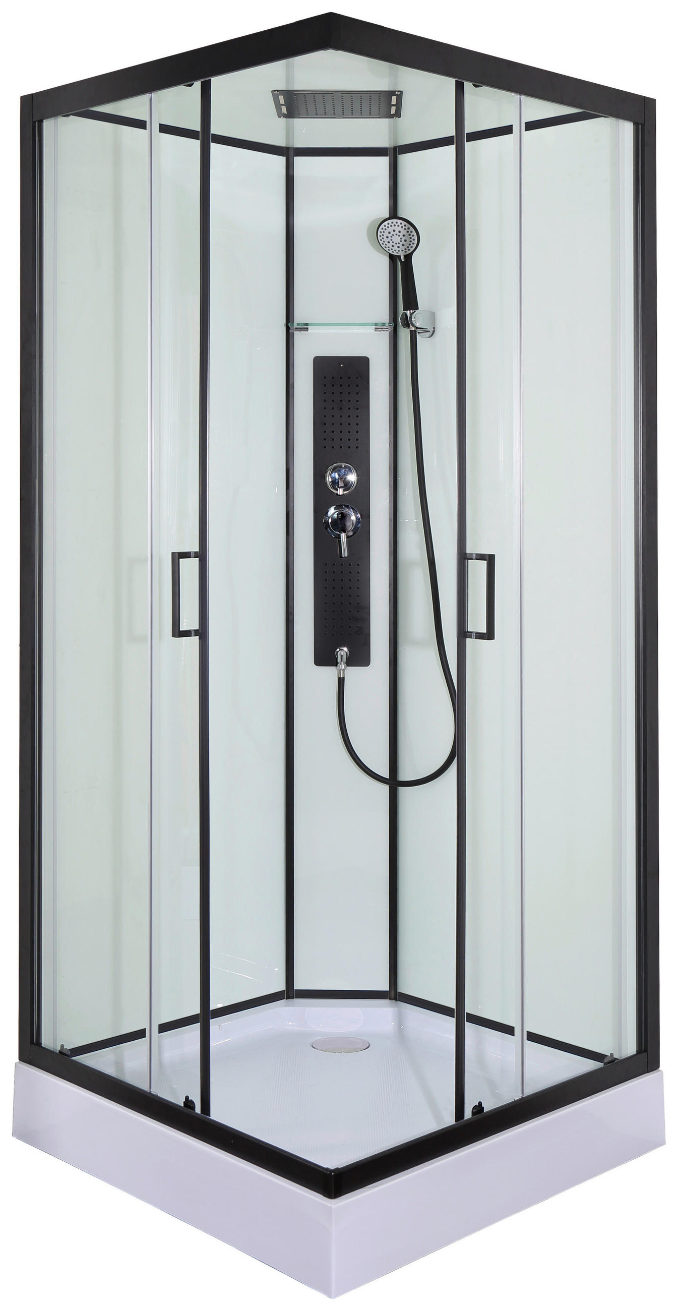 SPRCHOVÝ KOUT černá, průhledné  - černá/průhledné, Moderní, sklo (90/90/225cm) - Sanotechnik