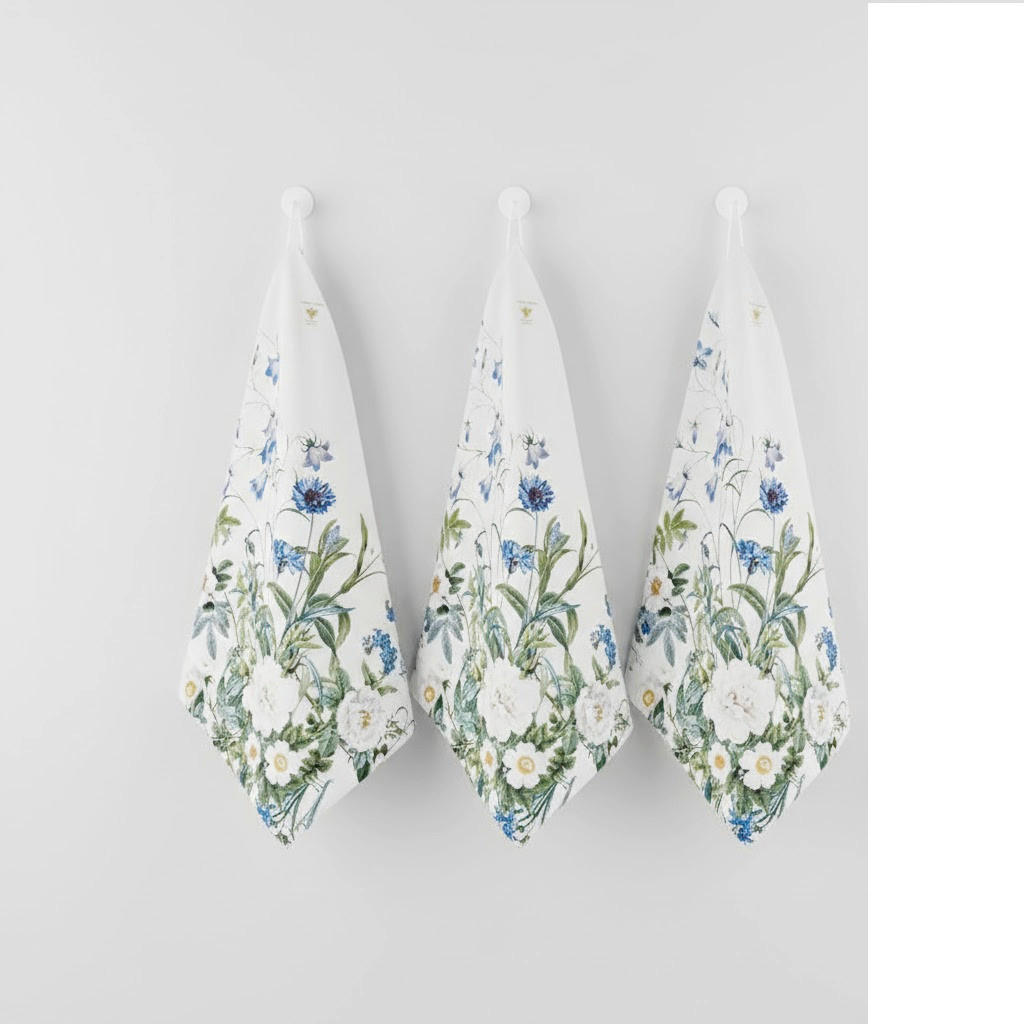 XXXLutz Geschirrtuch-Set Blue Flower Garden Hellblau 50x70 cm