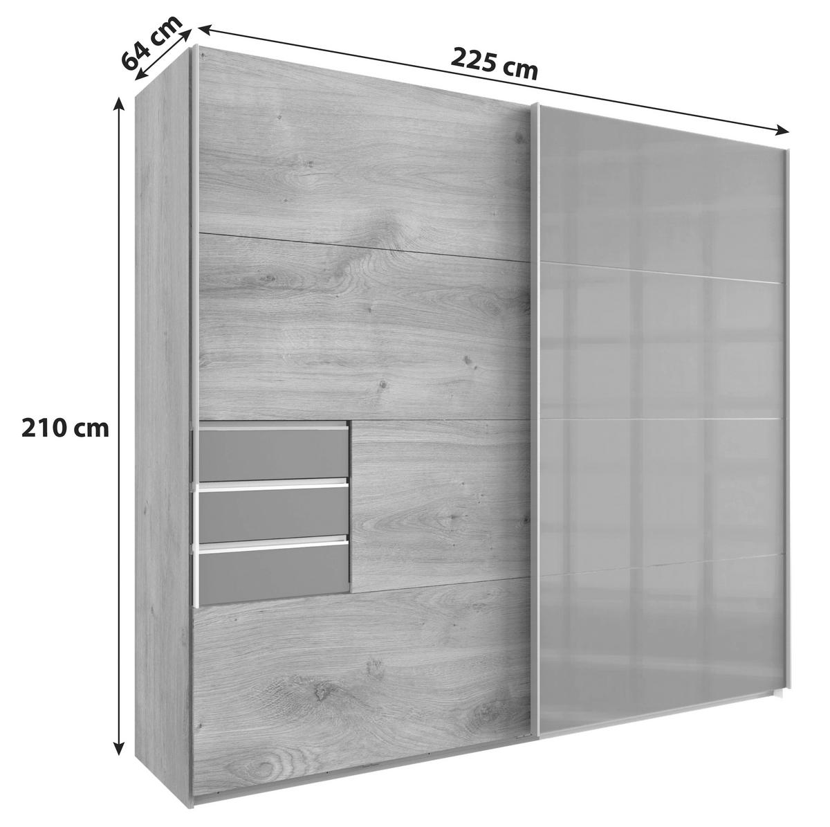 SKRIŇA S POSUVNÝMI DVERAMI, grafitová, čierna, 225/210/64 cm - čierna/grafitová, Konventionell, kov/kompozitné drevo (225/210/64cm) - MID.YOU