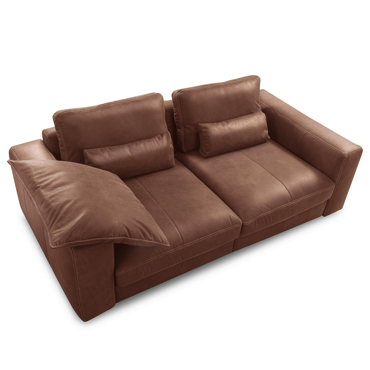 2-SITZER-SOFA  in Echtleder Braun   - Beige/Schwarz, Design, Leder/Kunststoff (240/85/123cm) - Livetastic