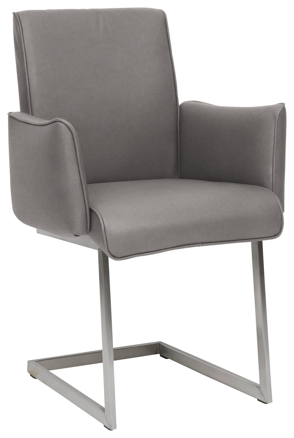 ARMLEHNSTUHL  in Stahl Mikrofaser  - Edelstahlfarben/Grau, Design, Holzwerkstoff/Textil (63/91/60cm) - Dieter Knoll