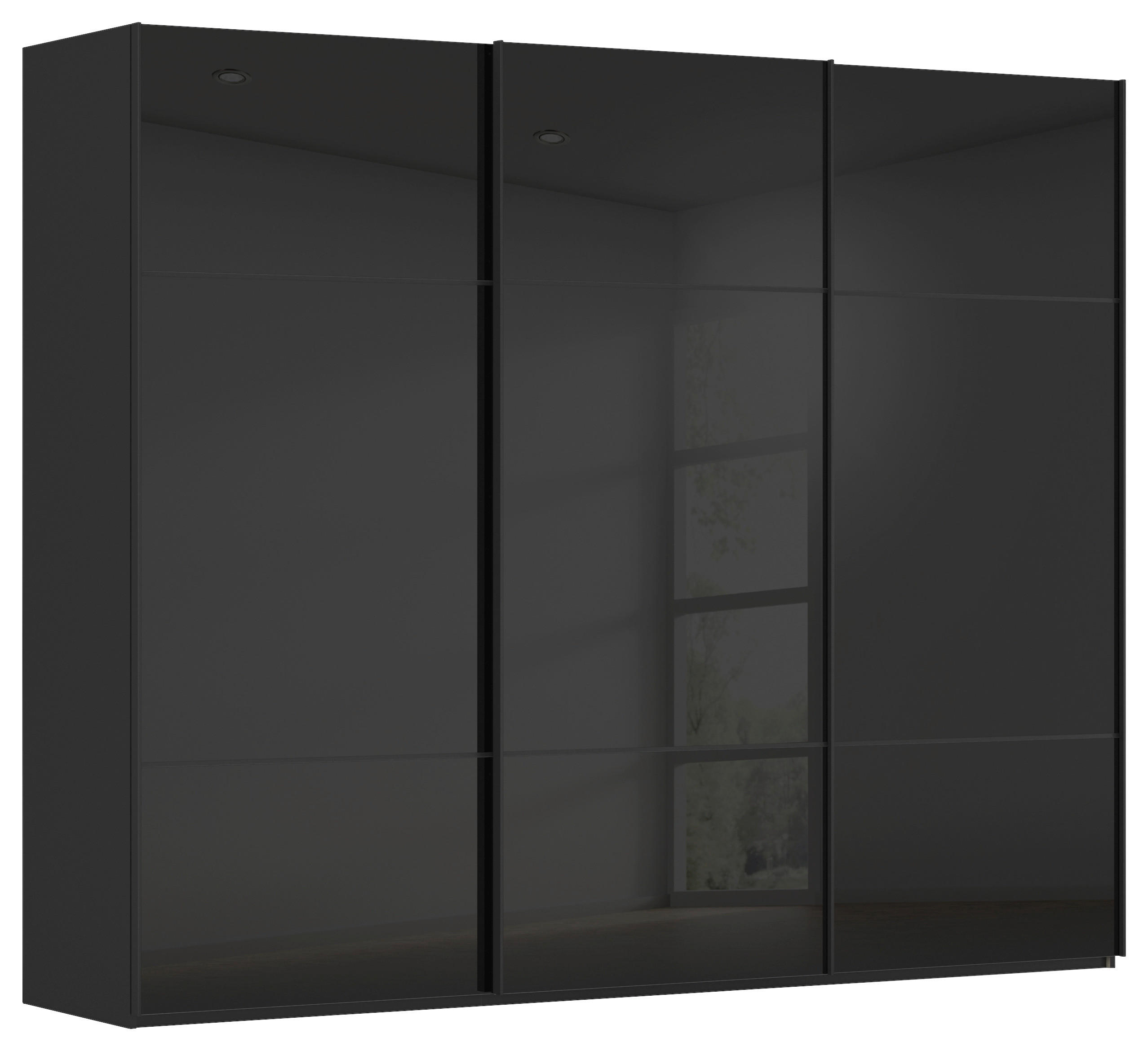 SCHWEBETÜRENSCHRANK in Schwarz  - Schwarz, Konventionell, Glas/Holzwerkstoff (242/223/68cm) - Novel