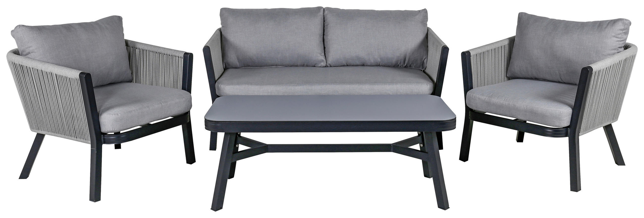 LOUNGEGRUPP 4 delar  - grå/svart, Klassisk, metall/textil