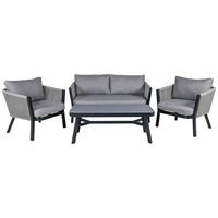 LOUNGEGARNITUR 4-teilig   Aluminium  - Schwarz/Grau, KONVENTIONELL, Textil/Metall - Gardenson