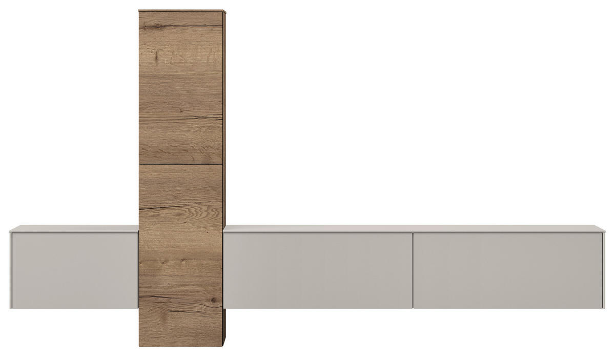 WOHNWAND  in Grau, Eichefarben  282/160/37 cm  - Eichefarben/Grau, Design, Holzwerkstoff (282/160/37cm) - Celina Home