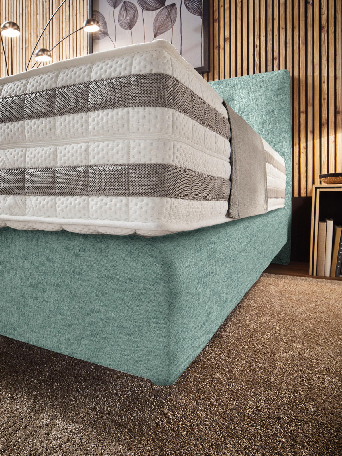 BOXSPRINGBETT 160/200 cm  in Türkis  - Türkis, KONVENTIONELL, Holz/Textil (160/200cm) - Dieter Knoll