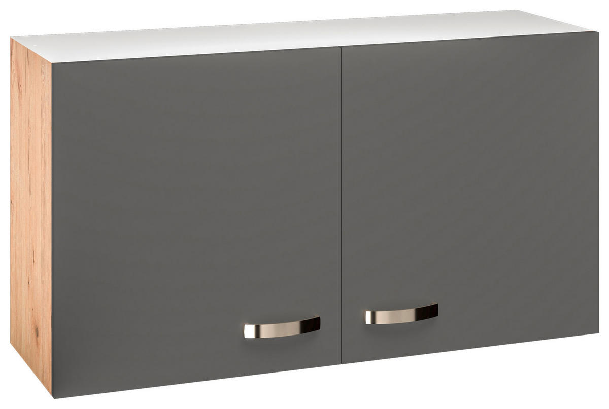 KÜCHENOBERSCHRANK 100/54/32 cm  in Eiche San Remo, Dunkelgrau  - Edelstahlfarben/Dunkelgrau, MODERN, Holzwerkstoff/Metall (100/54/32cm) - FlexWell