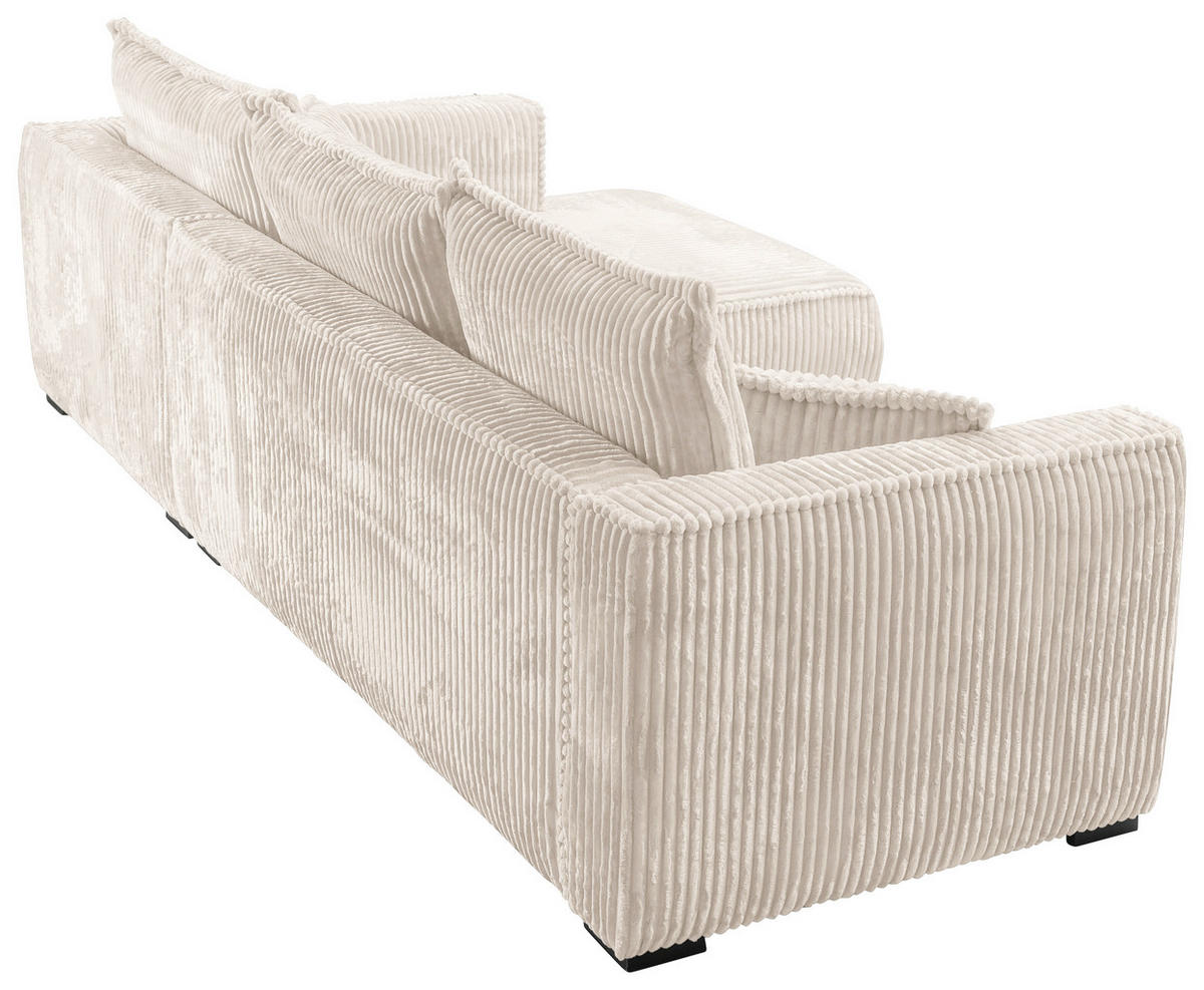 ECKSOFA in Cord Creme  - Creme/Schwarz, Modern, Holz/Textil (322/208cm) - MID.YOU