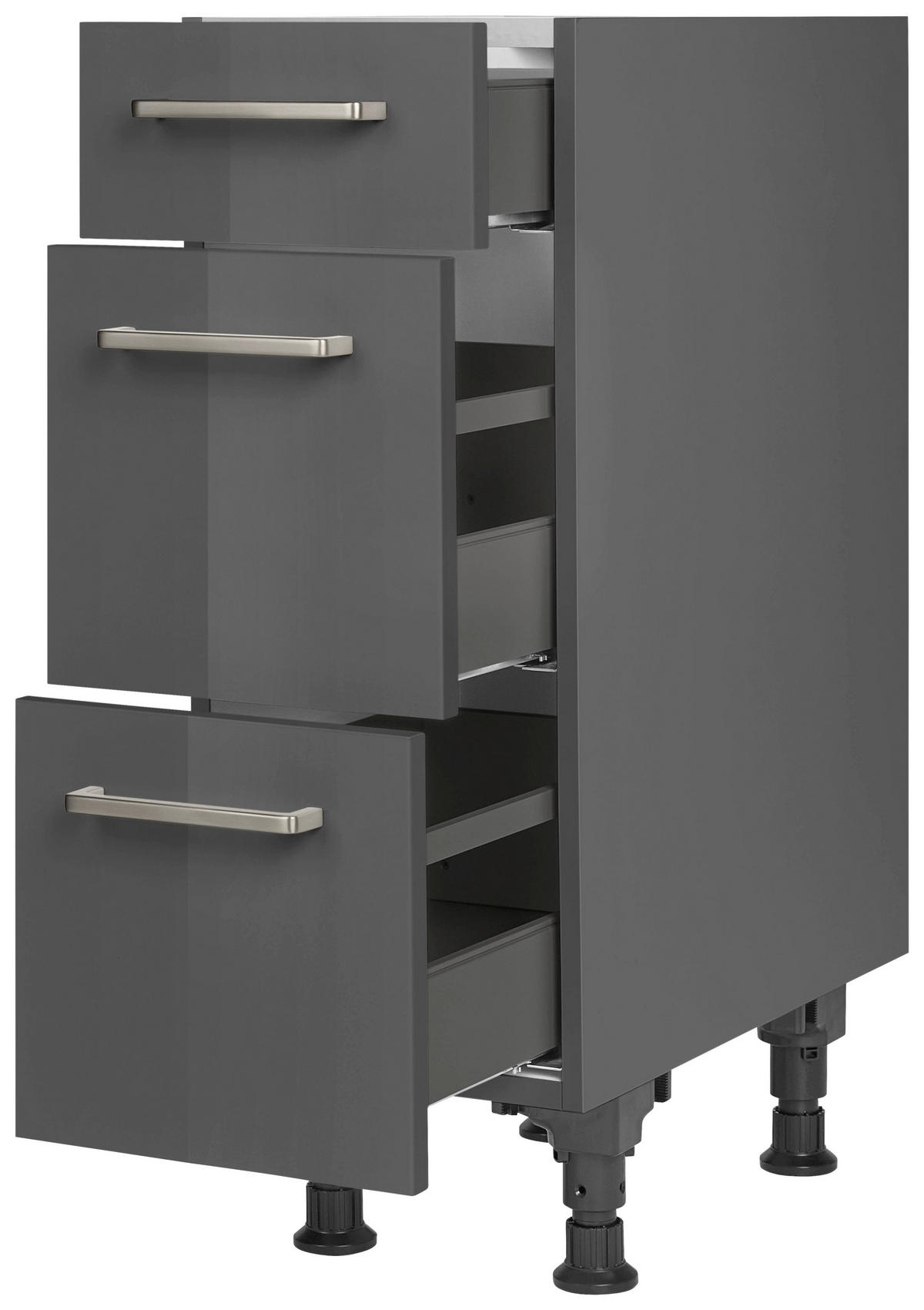 SCHUBKASTENUNTERSCHRANK 30/87/56 cm  in Schieferfarben  - Schieferfarben/Edelstahlfarben, MODERN, Holzwerkstoff/Metall (30/87/56cm) - Nobilia