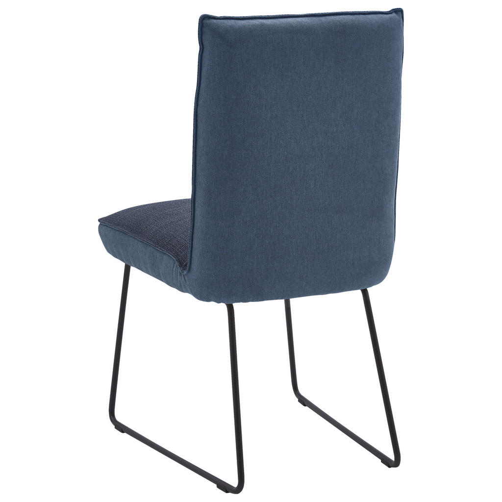 Thumbnail - Dieter Knoll Stuhl, Blau, Schwarz, Dunkelblau, Metall, Textil, Kufe, 49x93x59 cm, Goldenes M, Beinauswahl, Lederauswahl,...