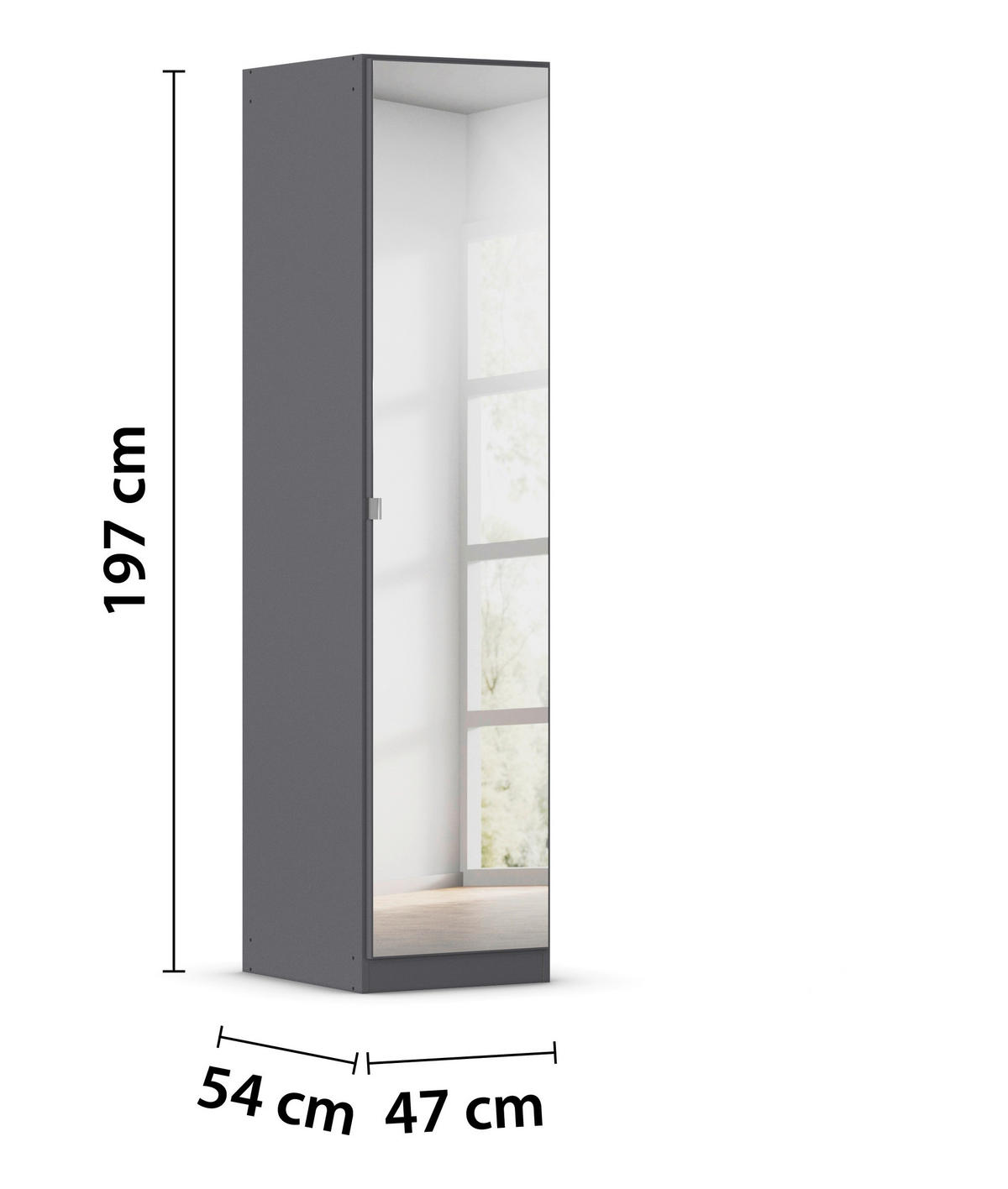 DREHTÜRENSCHRANK 47/197/54 cm,  in Grau, 1-türig  - Alufarben/Grau, KONVENTIONELL, Holzwerkstoff/Kunststoff (47/197/54cm) - home24