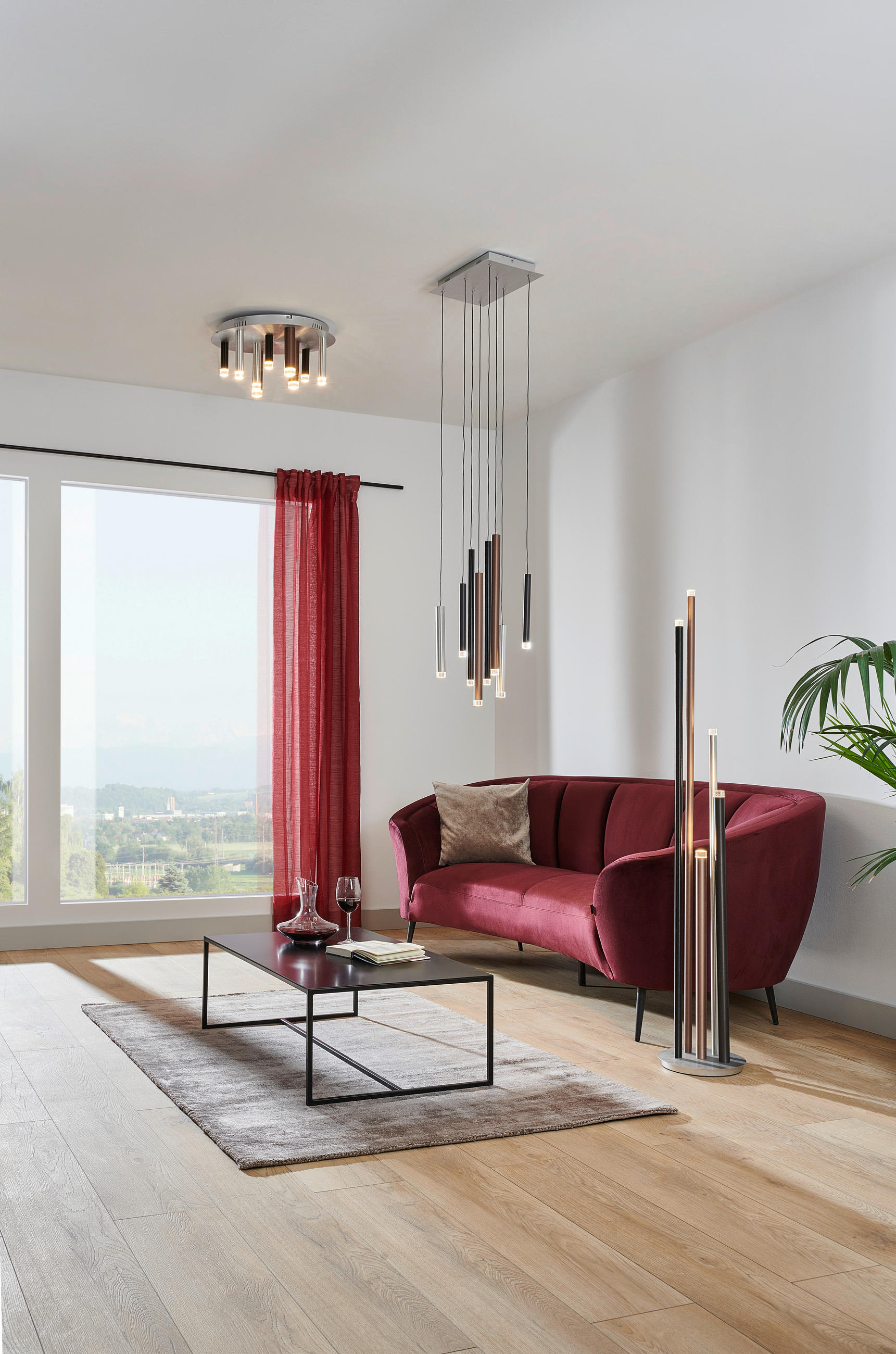ZÁVĚSNÉ LED SVÍTIDLO, 40/25/180 cm - černá/barvy hliníku, Design, kov/plast (40/25/180cm)