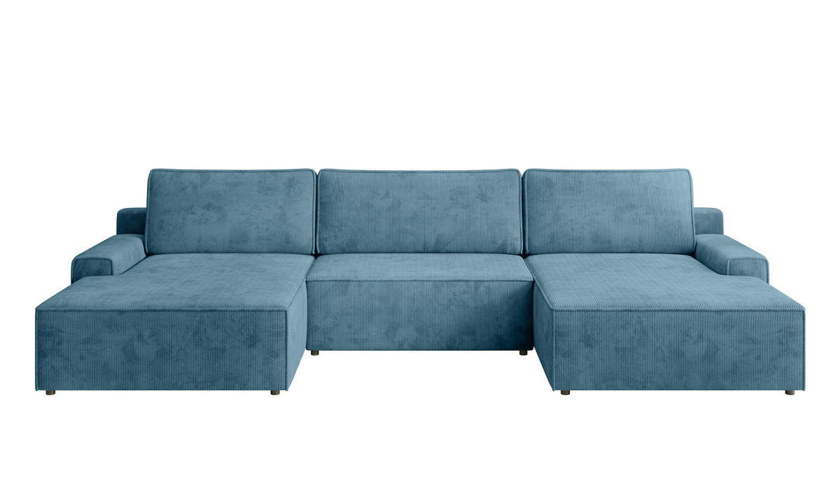 WOHNLANDSCHAFT CHALLENGE Blaugrau Cord  - Blaugrau/Schwarz, MODERN, Kunststoff/Textil (168/333/168cm) - Trendmanufaktur