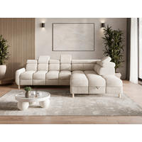 ECKSOFA BUN in Bouclé Beige  - Elfenbein/Beige, Design, Holz/Textil (276/209cm) - MID.YOU