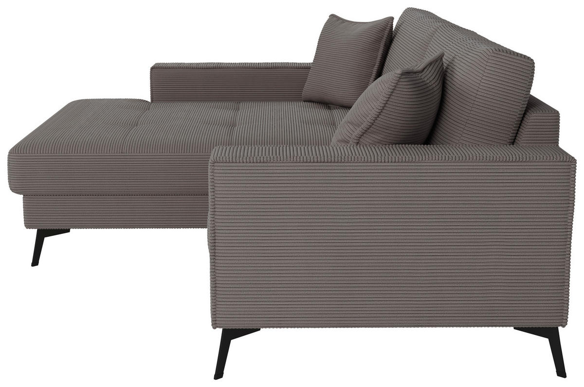 ECKSOFA TED Grau Cord Zierkissen  - Schwarz/Grau, Trend, Textil/Metall (174/228cm) - P & B