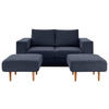 ZWEISITZER-SOFA inkl. Hocker in Webstoff Dunkelblau  - Eichefarben/Dunkelblau, Design, Holz/Textil (172/96/107cm) - LOOKS by W.Joop