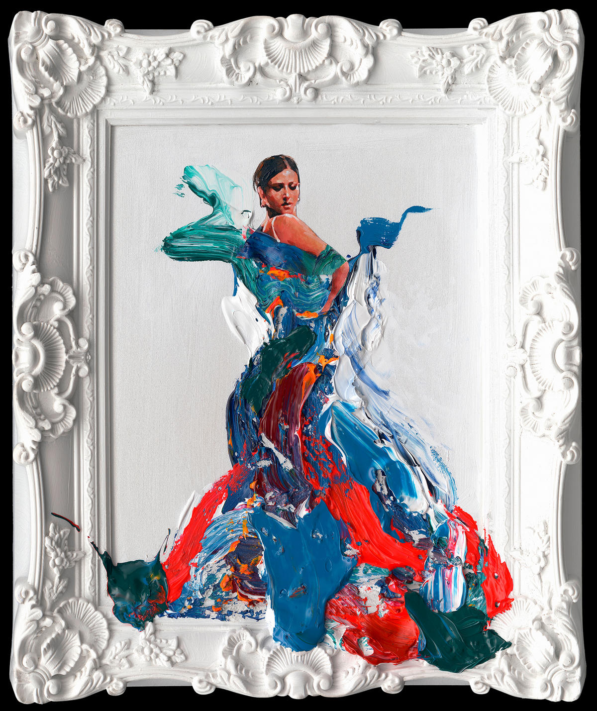 PICTURĂ ÎN ULEI 60/70 cm  - albastru/alb, Trend, plastic/hârtie (60/70cm) - Monee
