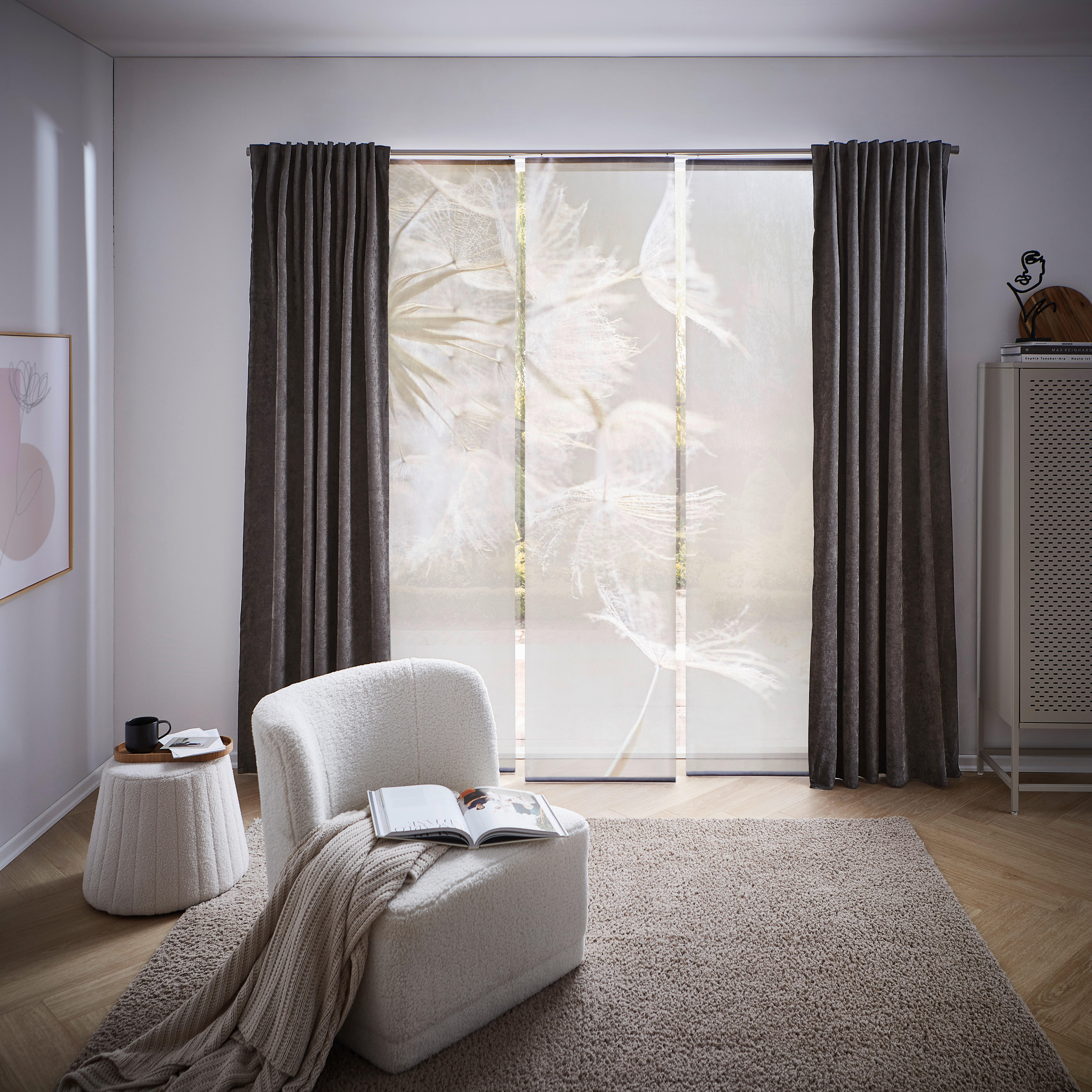 FLÄCHENVORHANG  3 Stück  halbtransparent  60/245 cm   - Taupe, Basics, Textil (60/245cm) - Novel
