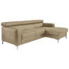 ECKSOFA in Echtleder Hellbraun  - Chromfarben/Hellbraun, Design, Leder/Metall (227/168cm) - Livetastic