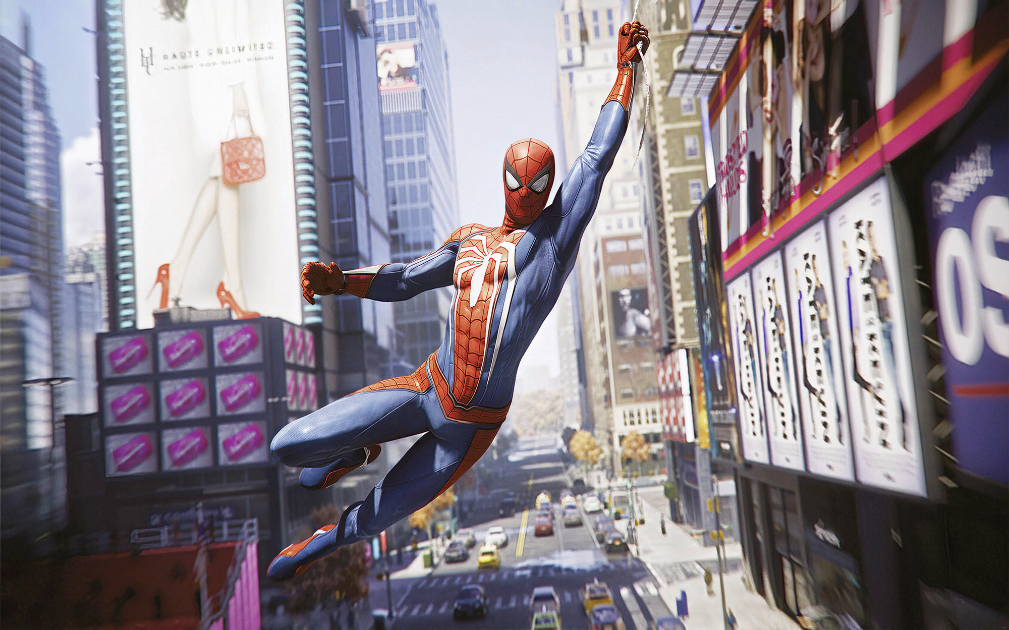 FOTOTAPETE SPIDER-MAN CITY SWING  - Blau, Design, Textil (400/250cm) - Marvel