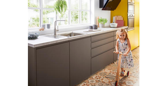 EINBAUKÜCHE - Currygelb, Design, Holzwerkstoff - Novel