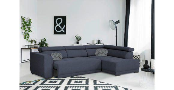 ECKSOFA Blau Struktur - Blau/Schwarz, Design, Kunststoff/Textil (284/205cm) - Xora
