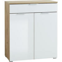 KOMMODE 89/105/40 cm  in Weiss, Eichefarben  - Weiss/Eichefarben, Konventionell, Glas/Holzwerkstoff (89/105/40cm)
